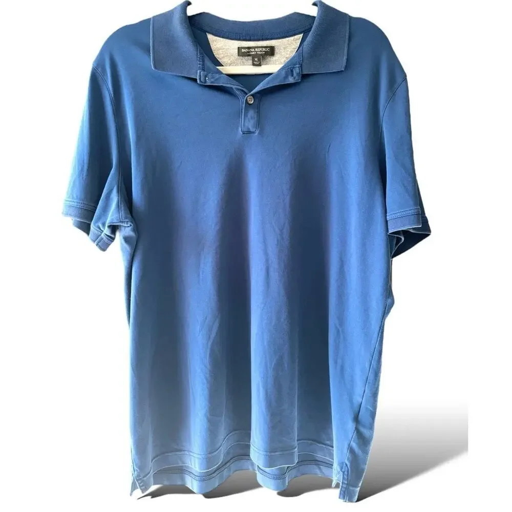 Banana Republic Men’s Polo Shirt XL Blue Luxury Touch Soft Cotton Blend Casual